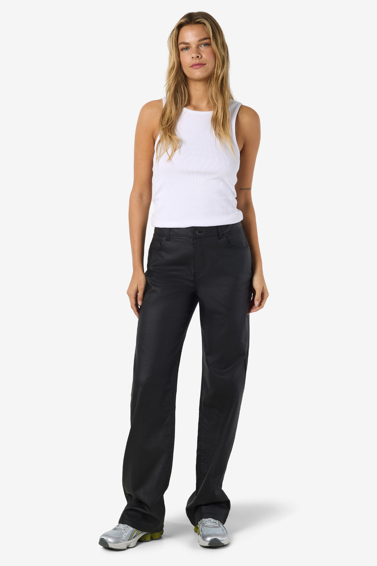 Yolanda Black Straight Leg Coated Jeans