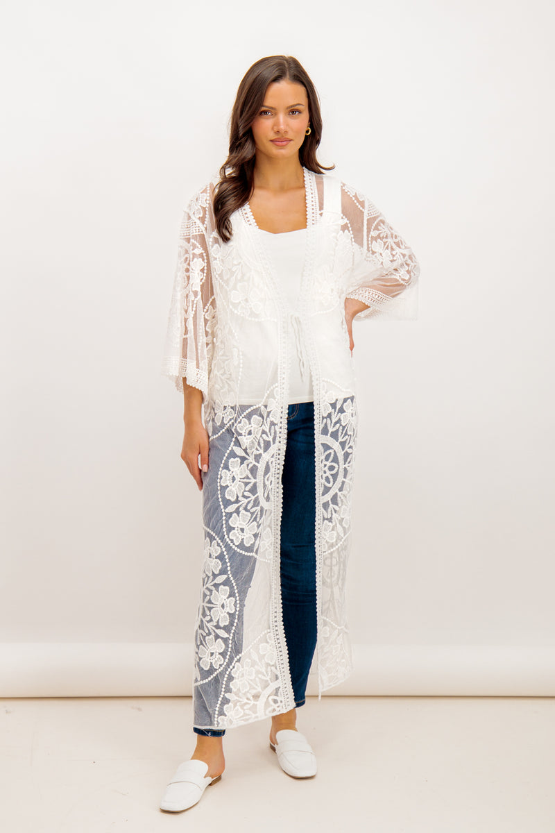 Carla Embroidered Lace Kimono