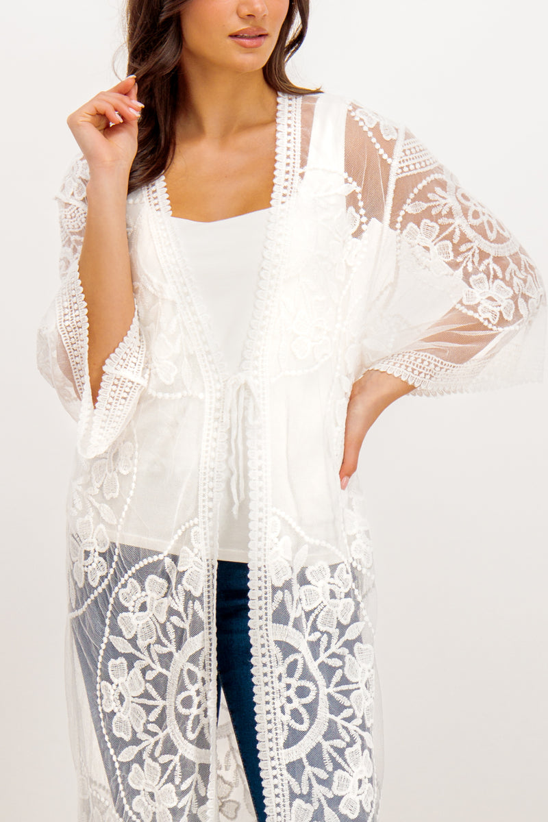 Carla Embroidered Lace Kimono