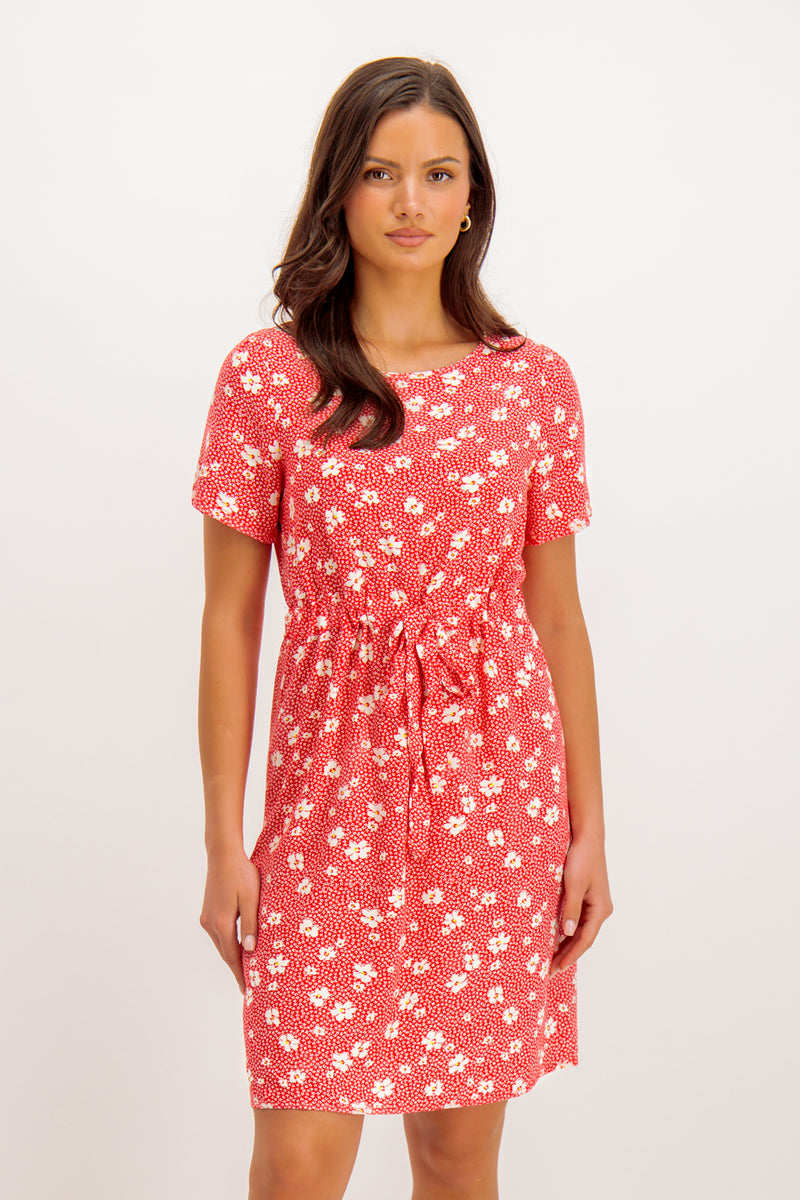 Nova Life Red Floral Printed Short Dress