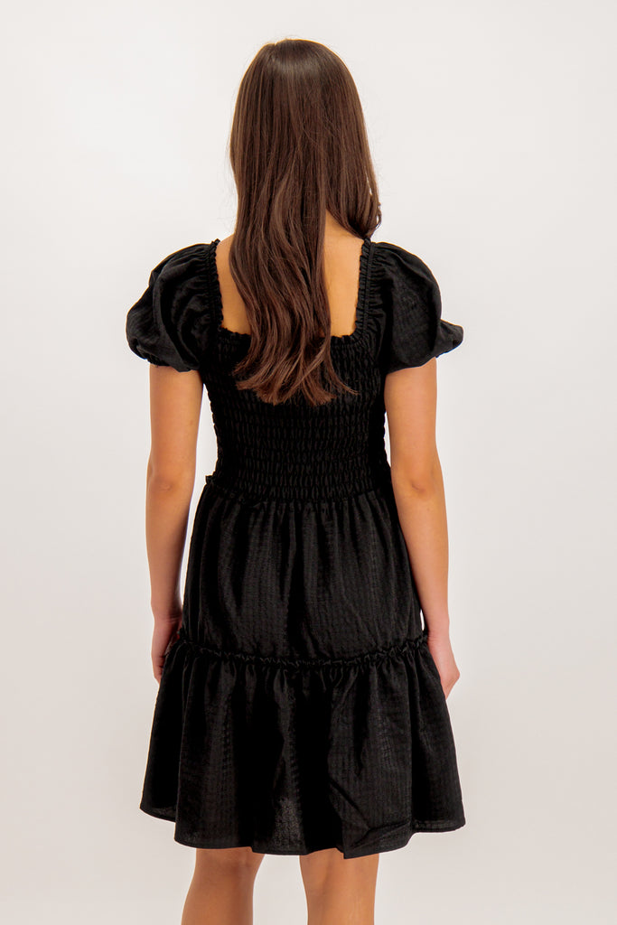 Stacey Square Neck Black Dress