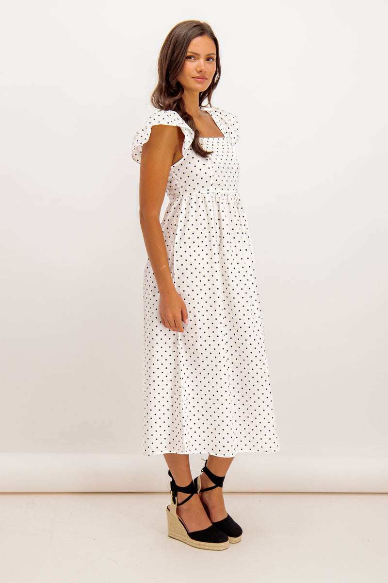 Malou Black & White Polka Dot Frill Dress