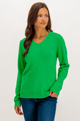 Viril Bright Green V-Neck Knit