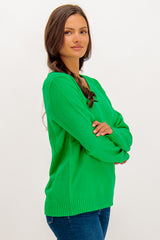 Viril Bright Green V-Neck Knit