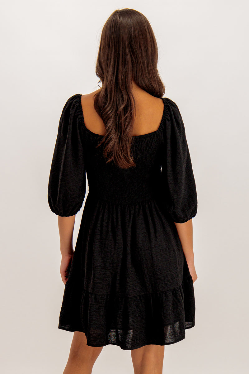 Black Kaylee Square Neck Dress
