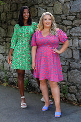 Coco Pink V-Neck Ditzy Print Dress