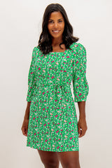 Jenny Green Square Neck Ditzy Floral Print Dress