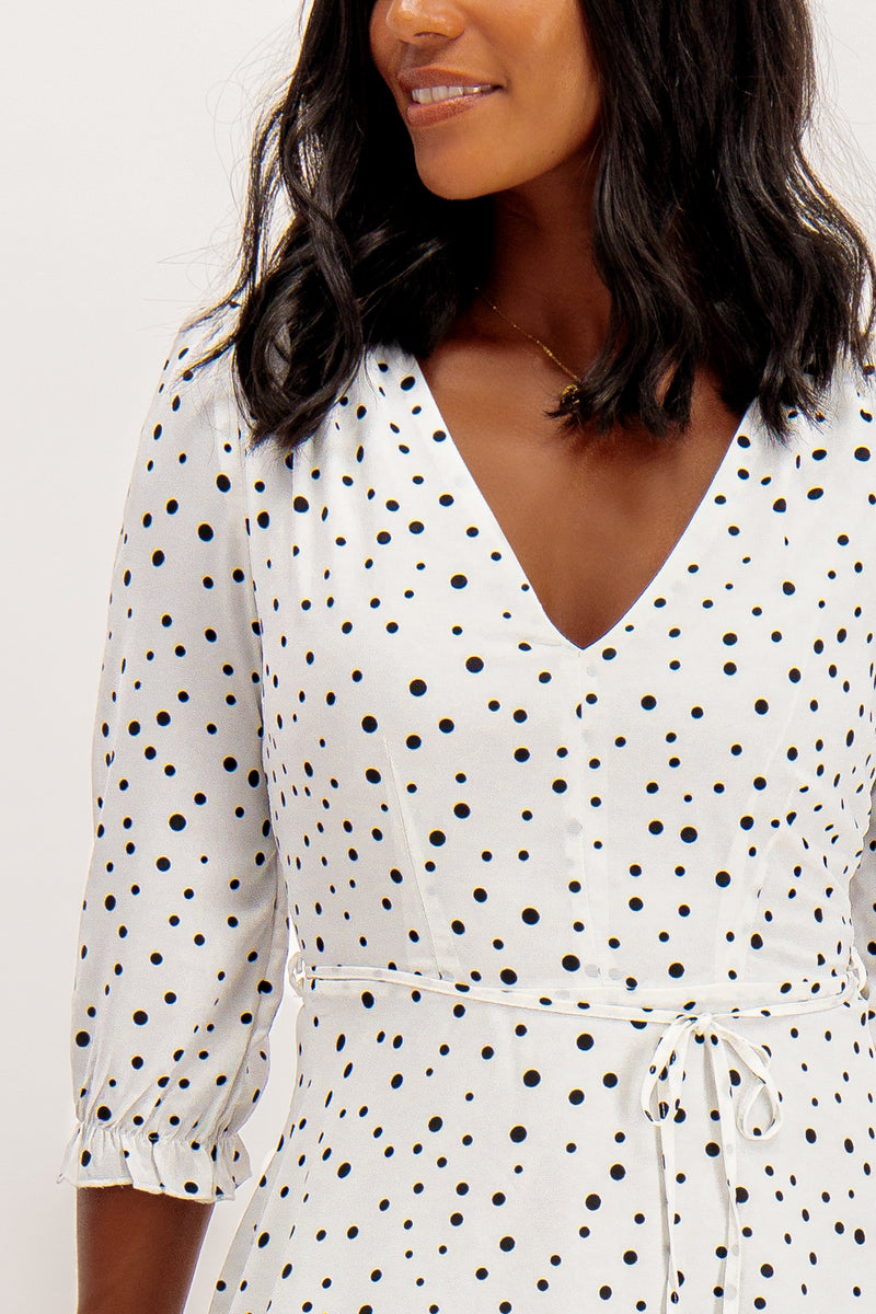 Iggy White & Black Polka Dot Mini Dress