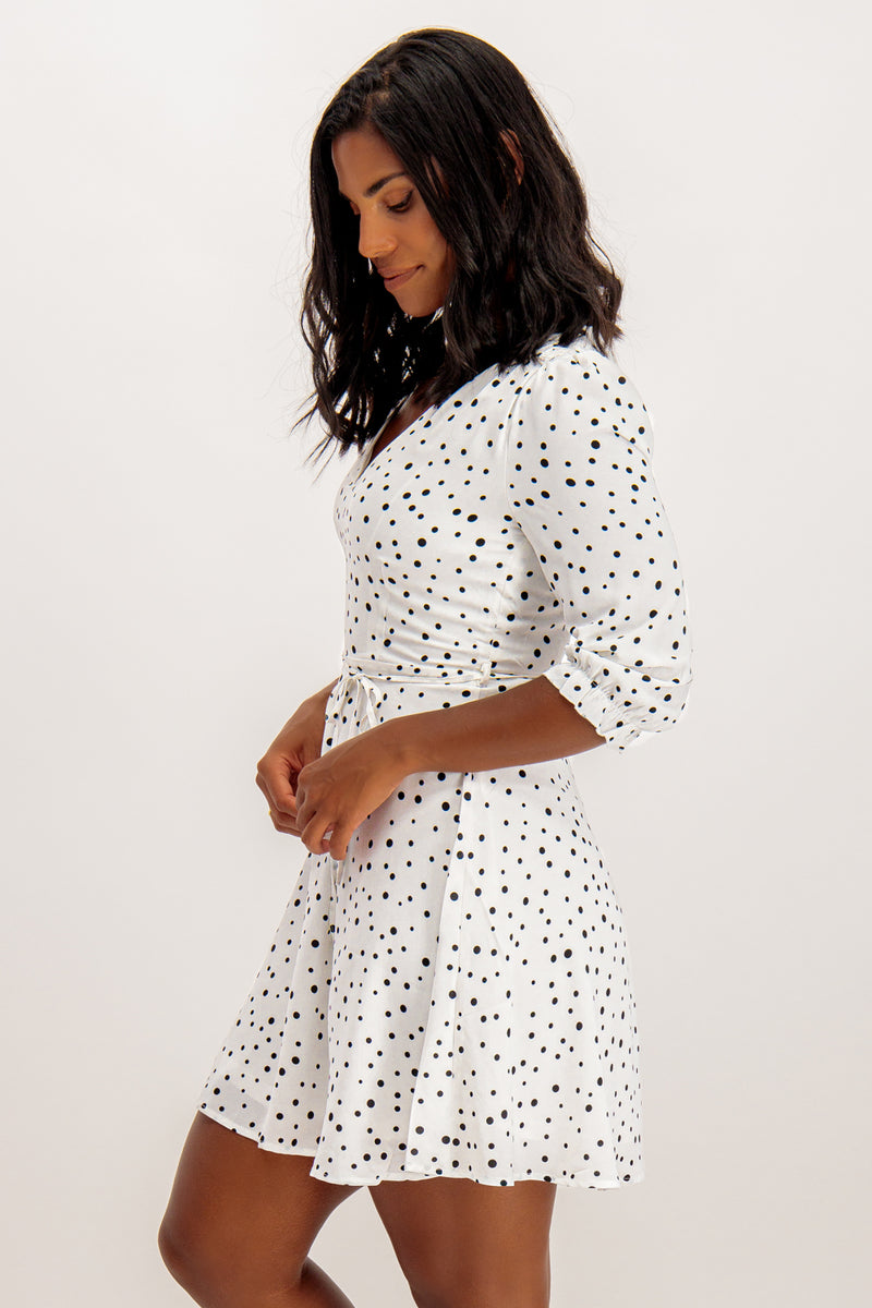 Iggy White & Black Polka Dot Mini Dress