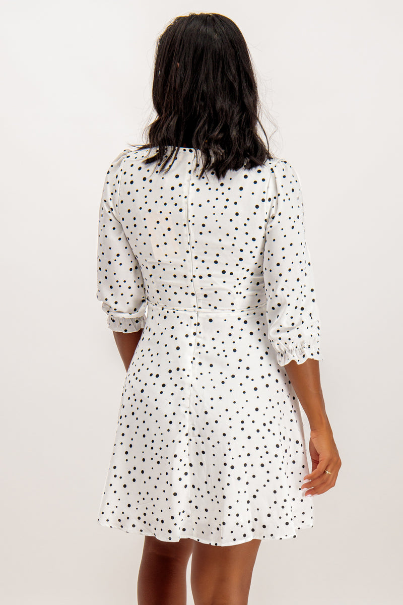 Iggy White & Black Polka Dot Mini Dress