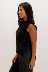 Black Elina Frill Top