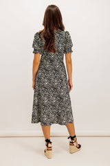 Black & White Erica Puff Sleeve Dress