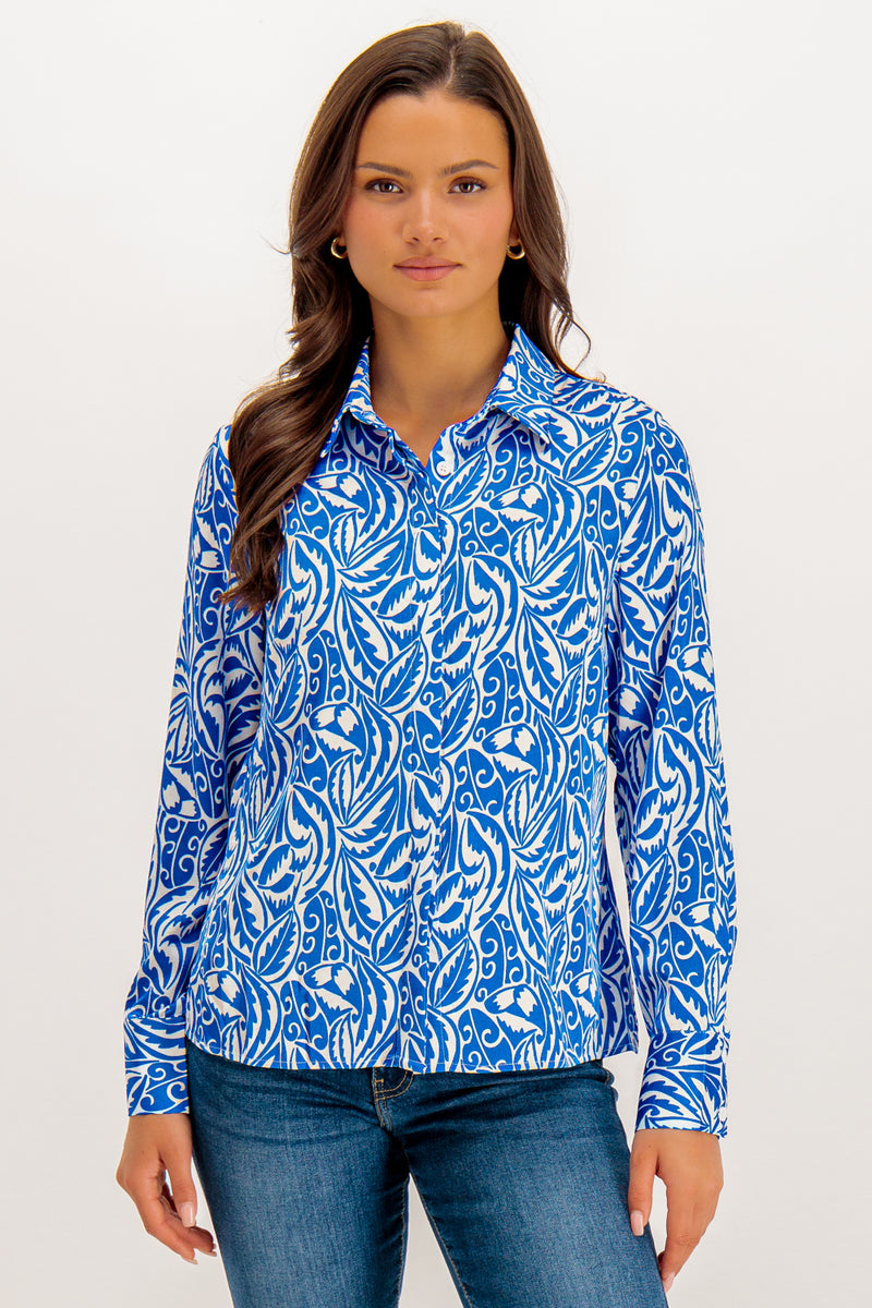 Blue & White Paisley Liza Shirt