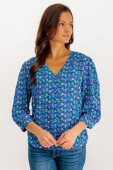 Danielle Blue Ditzy Floral Print Blouse