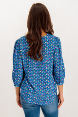Danielle Blue Ditzy Floral Print Blouse