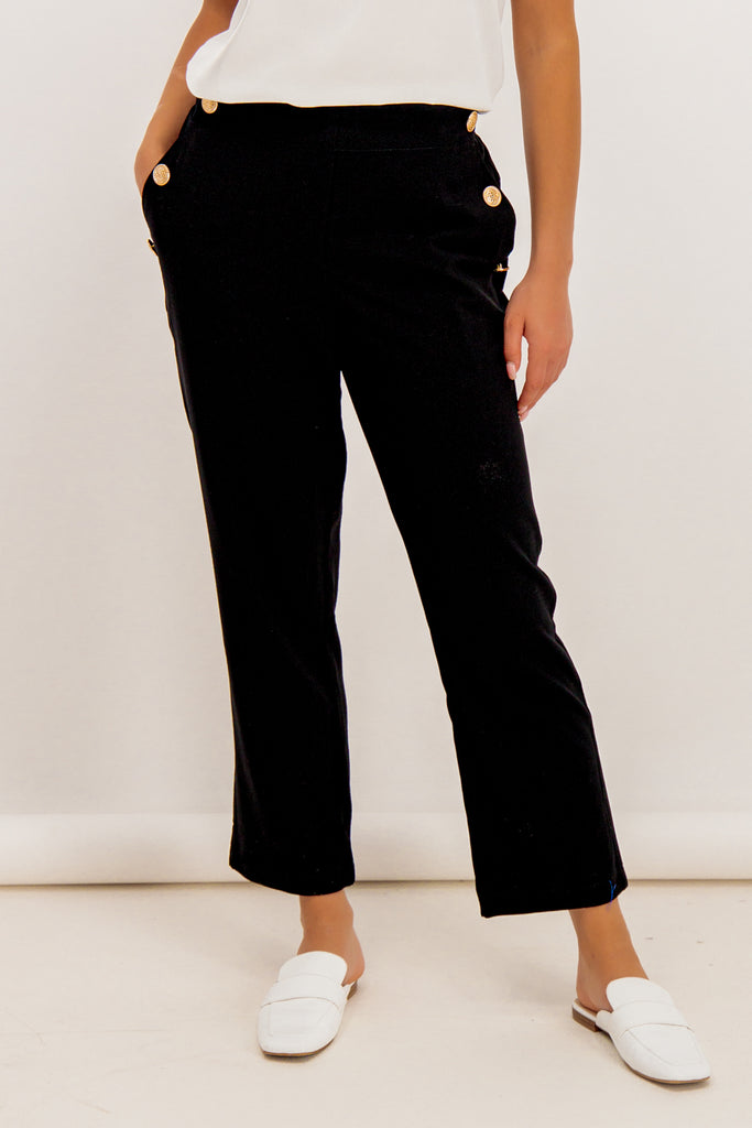 Ivona Black Button Trousers