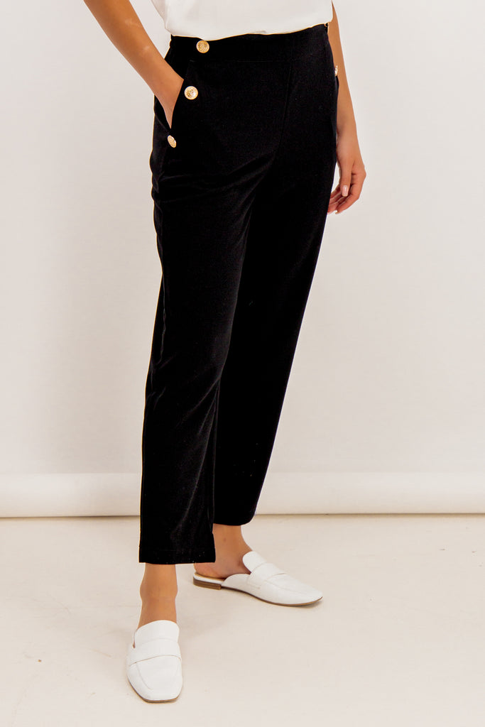 Ivona Black Button Trousers