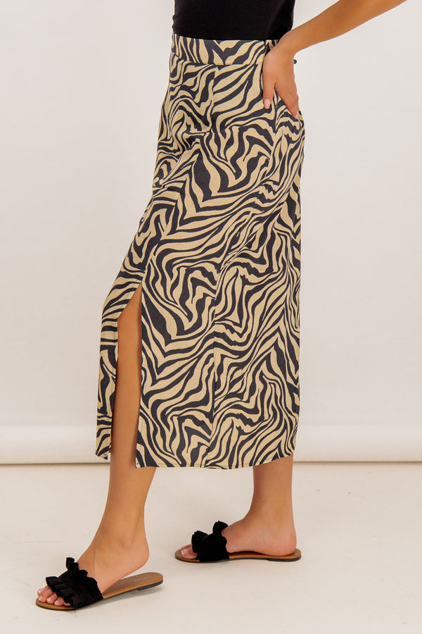 Nova Piper Zebra Print Midi Skirt