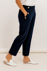 Ivona Navy Button Trousers