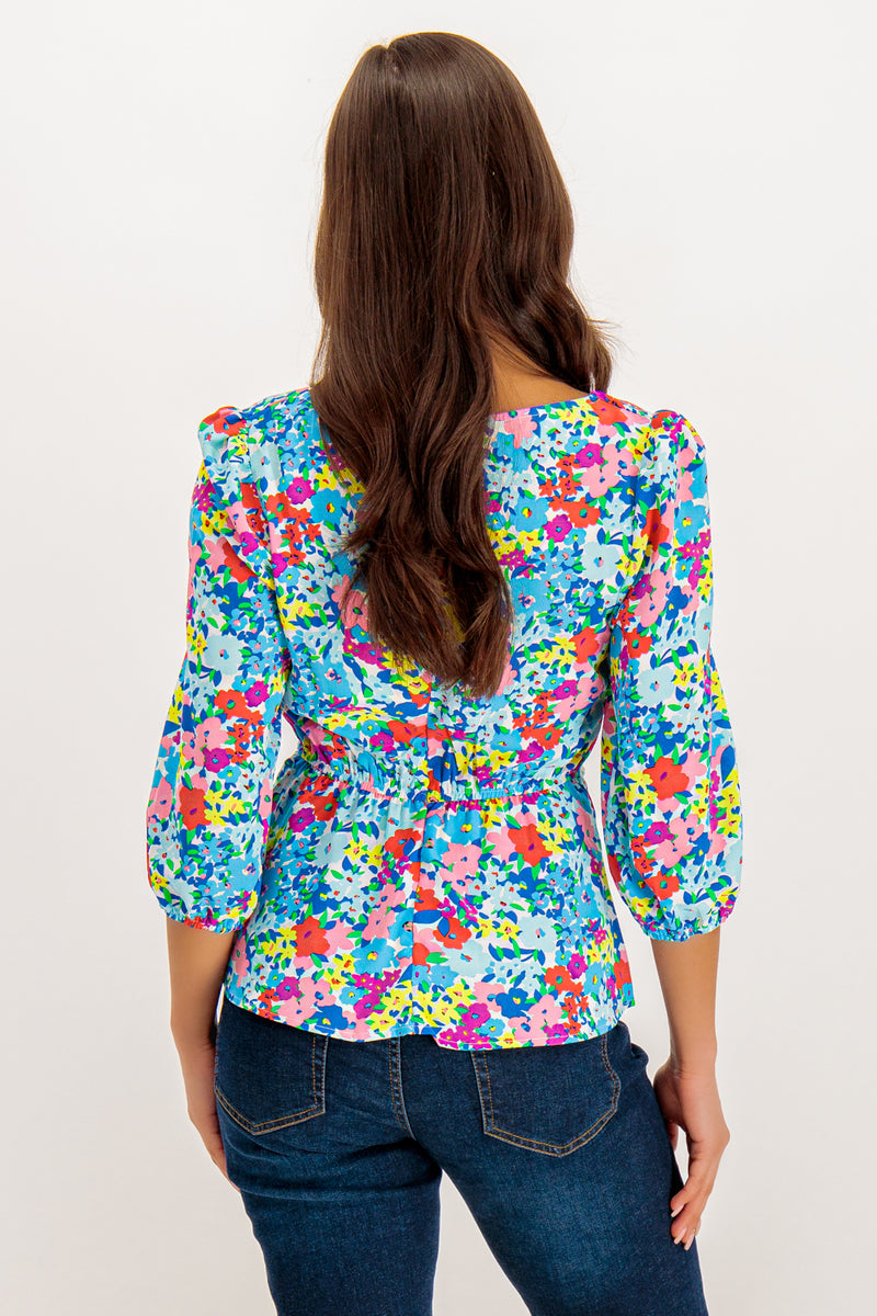 Multi Floral Eva Sweetheart Blouse