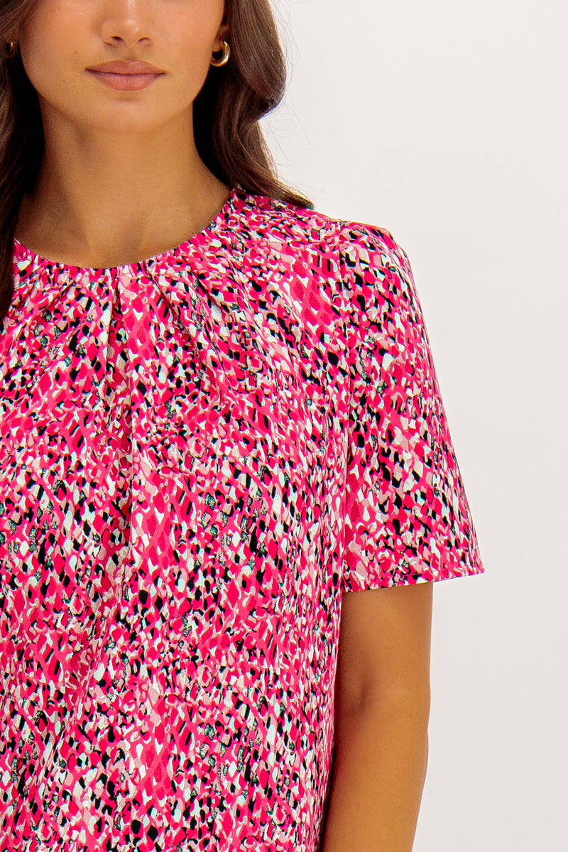 Kaya Pink Geo Print Blouse