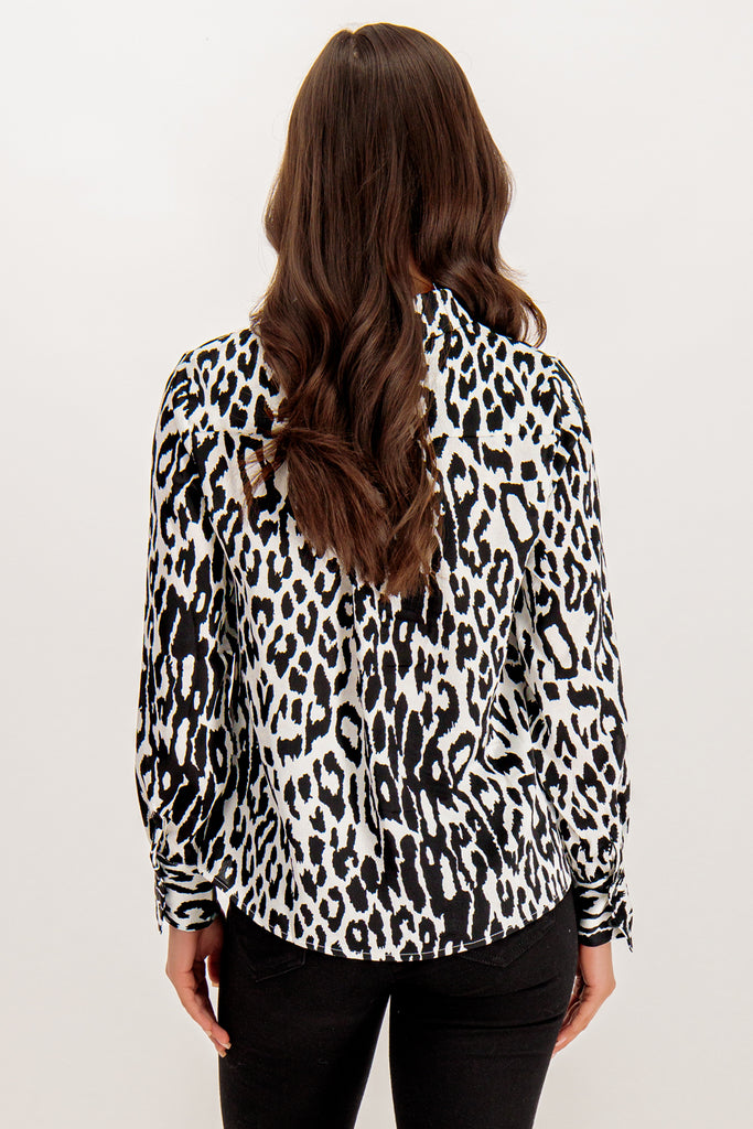 Liza Black & White Animal Print Shirt