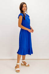 Vanessa Plain Blue Midi Dress