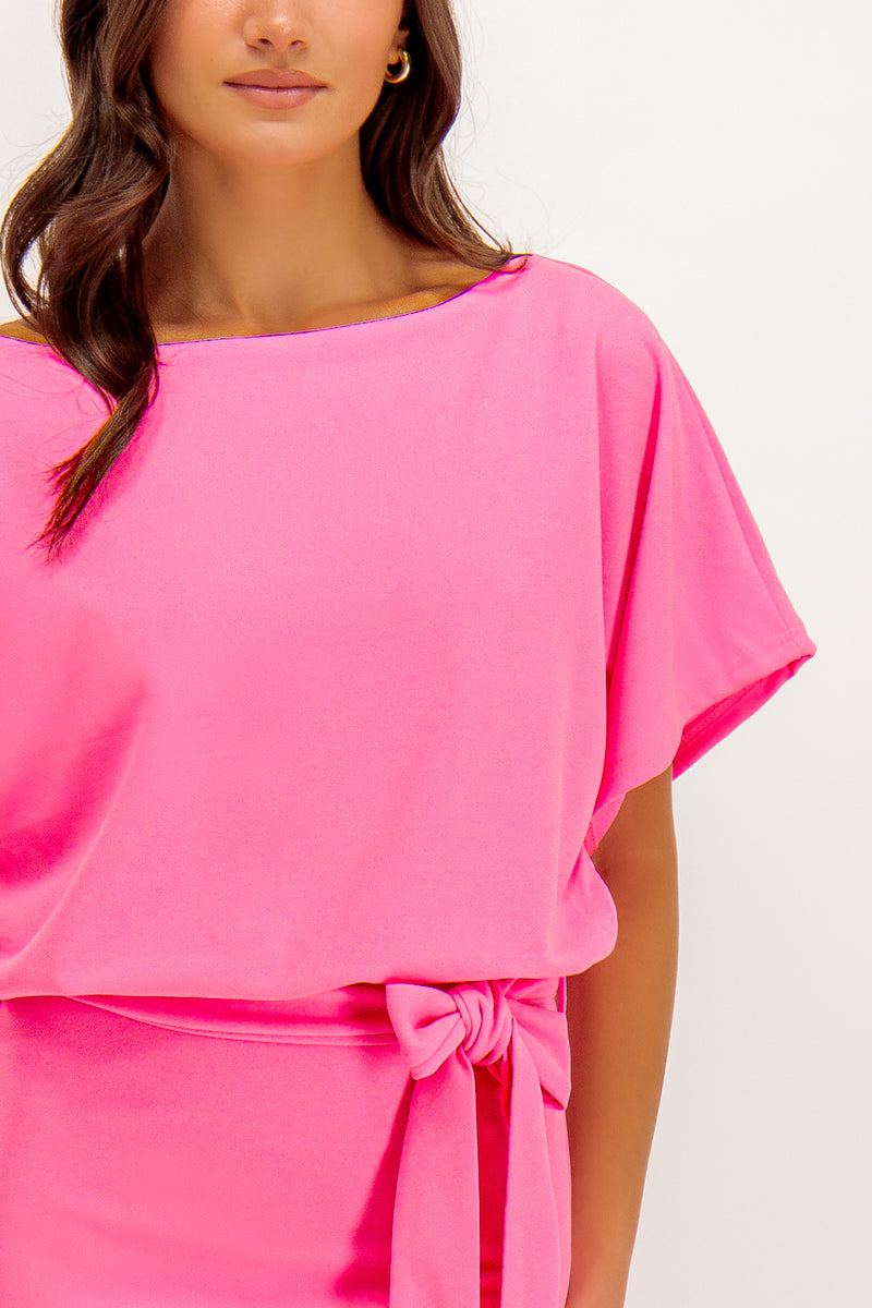 Anita Pink Batwing Sleeve Midi Dress