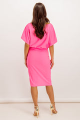 Anita Pink Batwing Sleeve Midi Dress