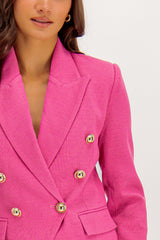 Joan Fuchsia Button Cropped Jacket