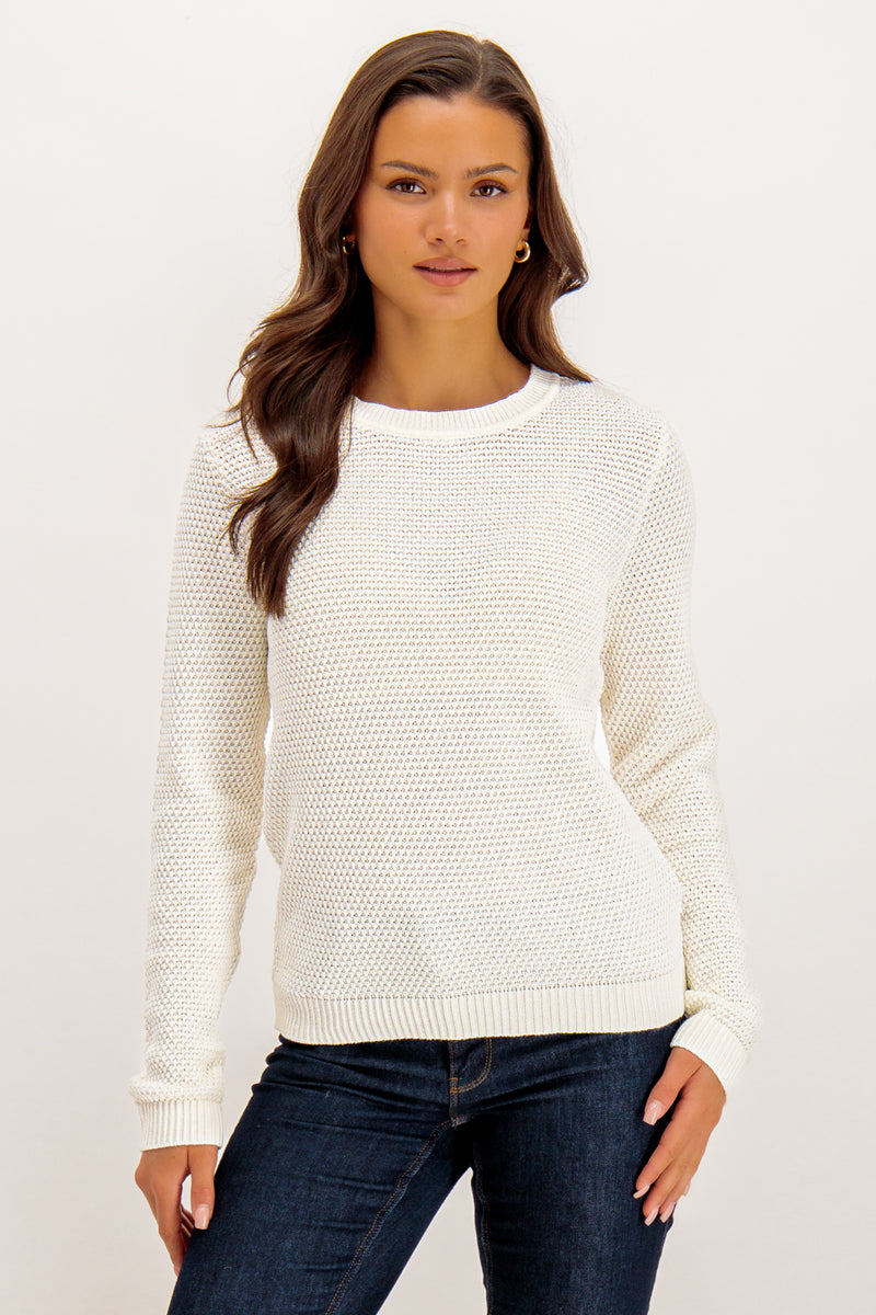 Dalo O-Neck White Knit Jumper