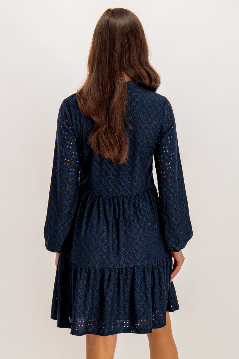 Kawa Navy Broidere Mini Dress