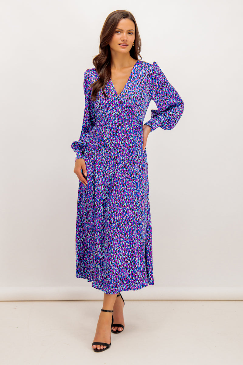 Remi Purple Printed Midi Dress