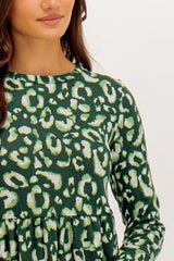 Tonsy Green Animal Print Knit Dress
