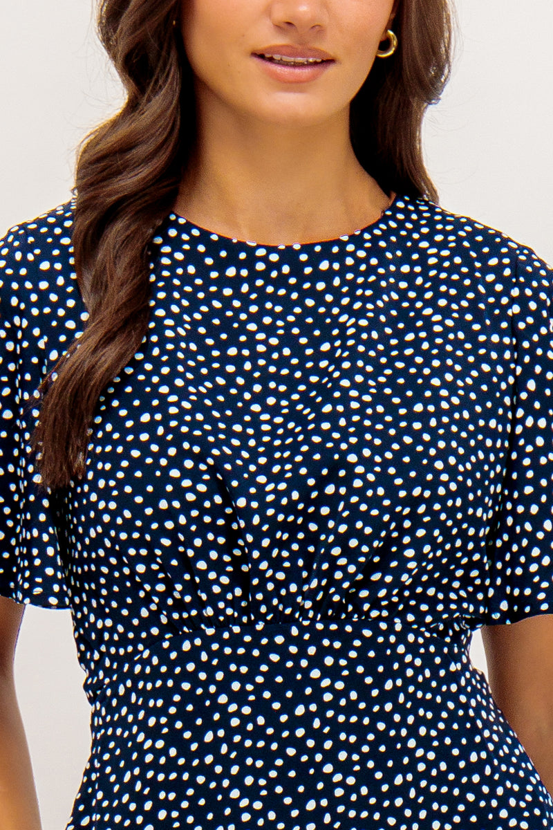 Ali Navy & White Polka Dot Dress
