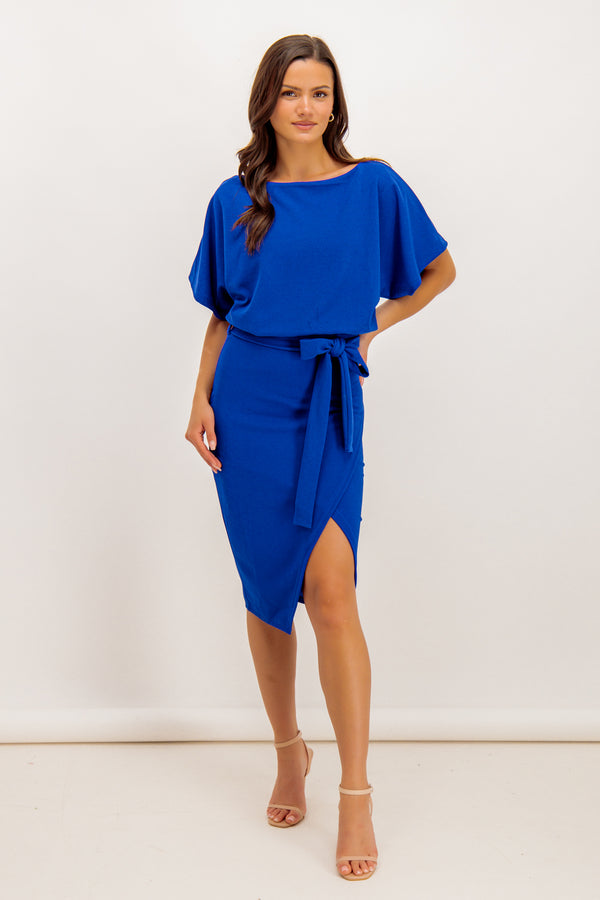 Royal Blue Anita Batwing Sleeve Midi Dress