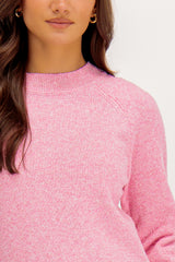 Pink Melange Doffy O-Neck Knit