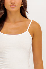 Ava Basic White Strap Tank Top