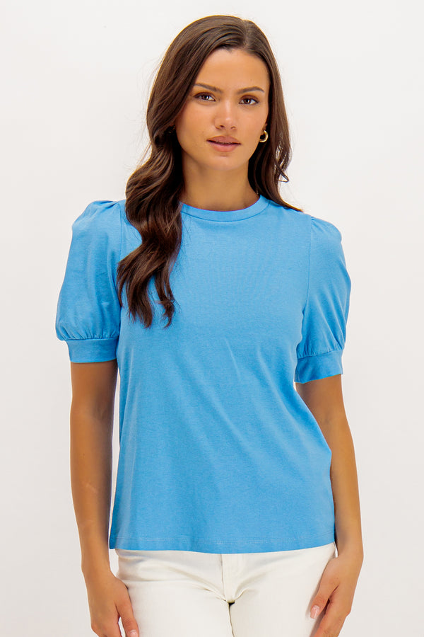 Kerry Blue O-Neck Puff Sleeve