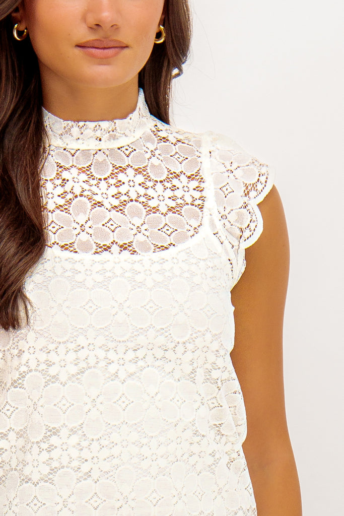 Blond Off White Lace Top