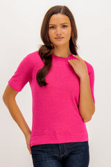 Happiness O-Neck Pink Short Sleeve Knit
