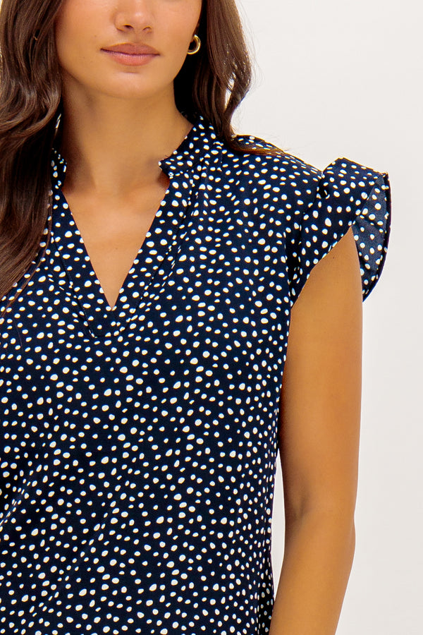 Navy Polka Dot Sandy Top