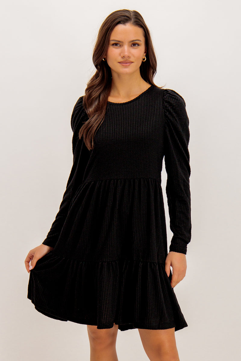 Corina Short Black Knit Dress