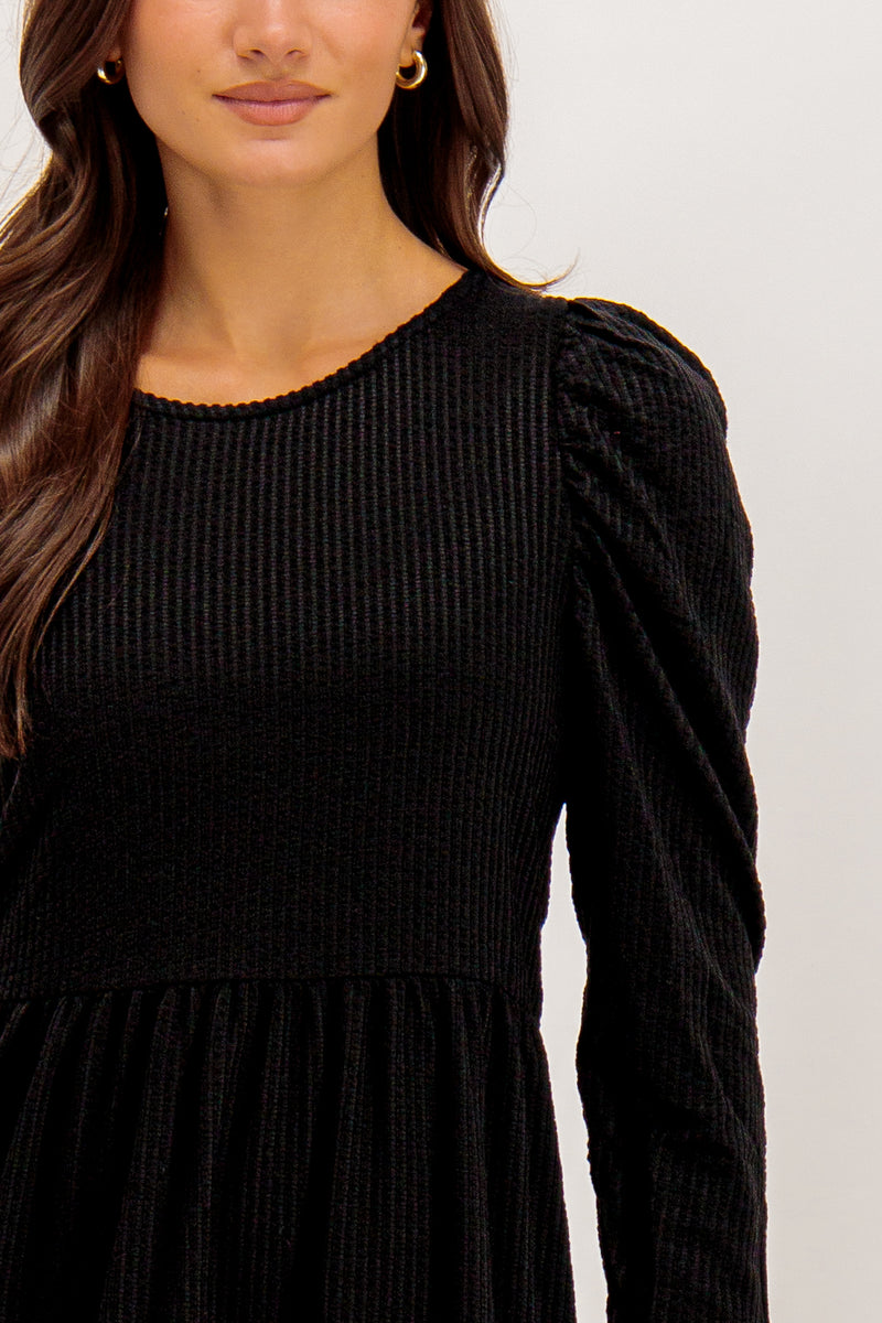 Corina Short Black Knit Dress