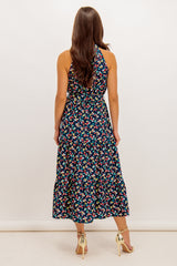 Navy Ditzy Floral Sonya Halter Neck Dress