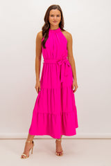 Sonya Pink Halter Neck Dress