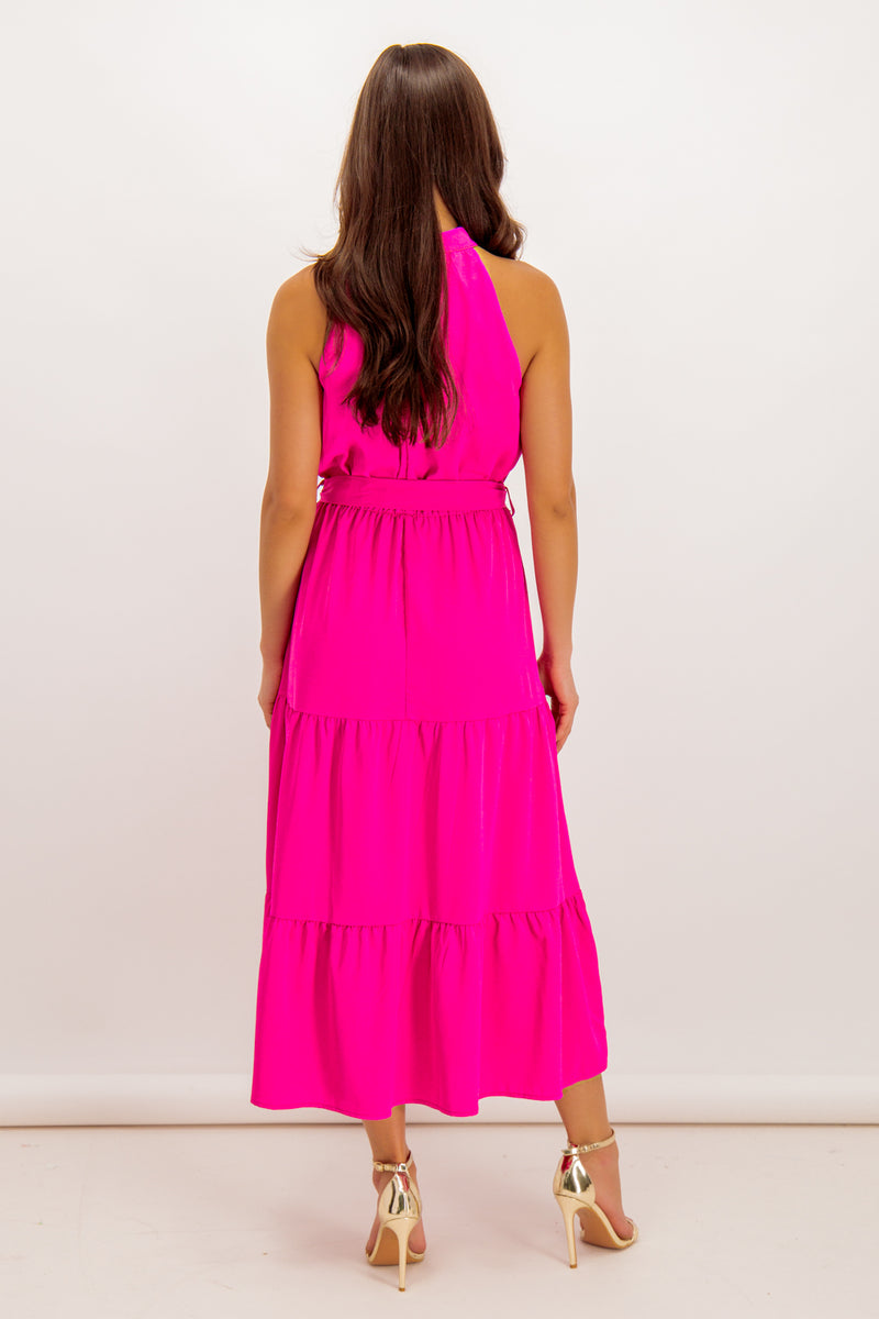 Sonya Pink Halter Neck Dress