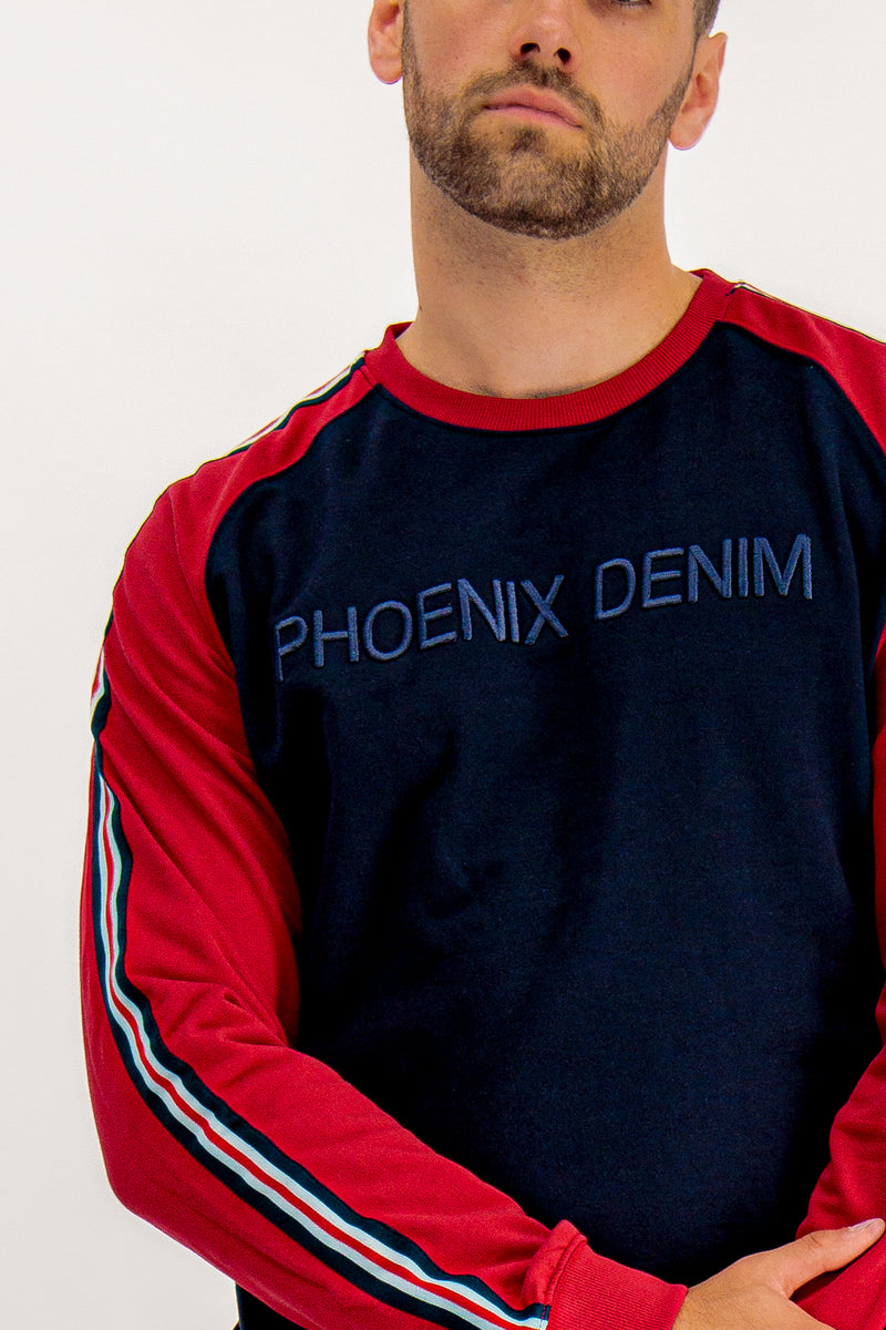 Phoenix Myles Navy & Red Striped Sweatshirt
