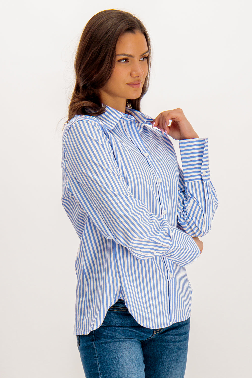 Clarisa Blue & White Striped Shirt