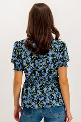Erin Navy & Blue Floral Blouse